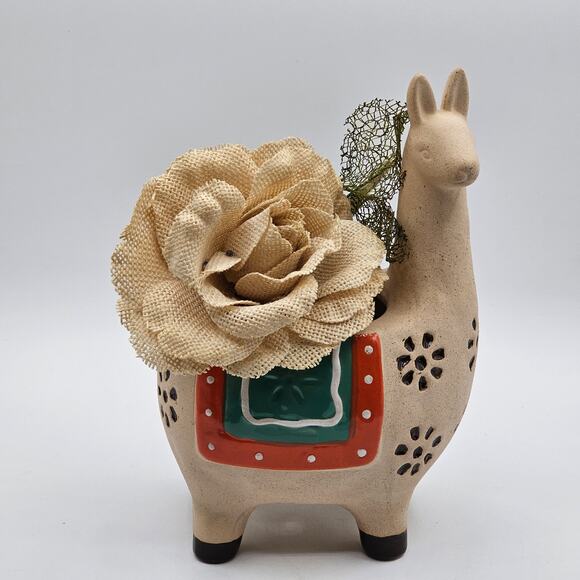 Whimsical Alpaca Planter - Hand Painted Ceramic Llama Succulent Planter Pot - Picture 3 of 10